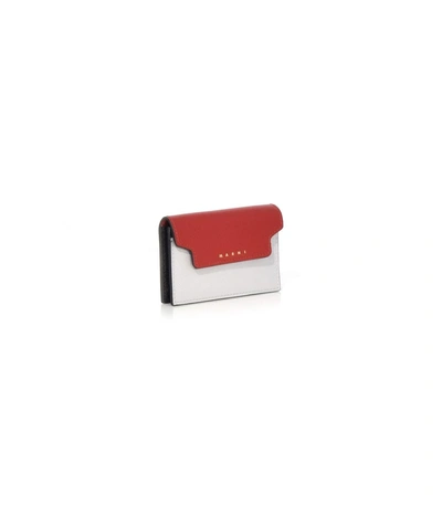 Shop Marni Red + Pelican Saffiano Wallet
