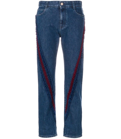 Shop Stella Mccartney Blue Ruffle-trimmed Boyfriend Jeans