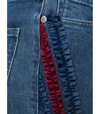 Shop Stella Mccartney Blue Ruffle-trimmed Boyfriend Jeans