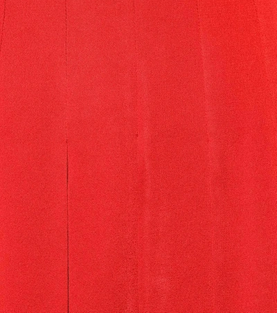 Shop Fendi Pleated Satin Dress In Red
