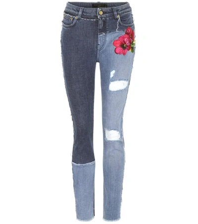 Shop Dolce & Gabbana Embellished Skinny Jeans In Blue