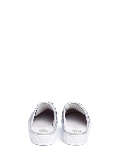 Shop Ash 'party' Studded Metallic Leather Sneaker Slides