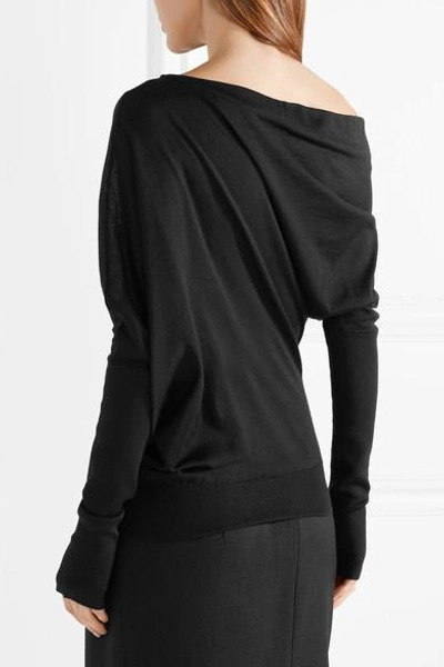 Shop Tom Ford One-shoulder Cashmere And Silk-blend Sweater In Black