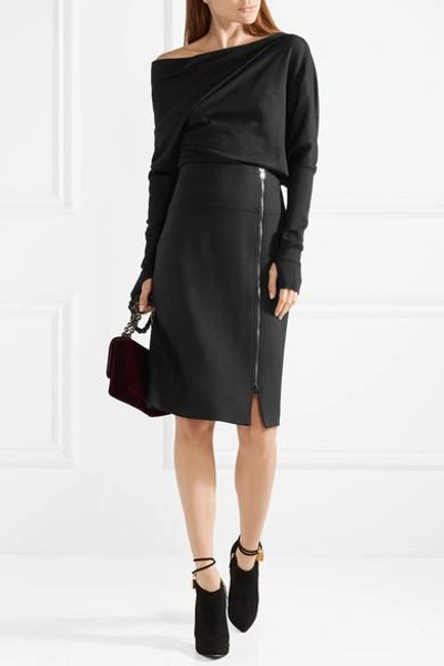 Shop Tom Ford One-shoulder Cashmere And Silk-blend Sweater In Black