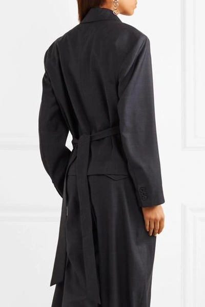 Shop Isabel Marant Miller Checked Wool Blazer In Midnight Blue