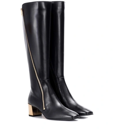 Shop Roger Vivier Polly Zip Leather Boots In Black