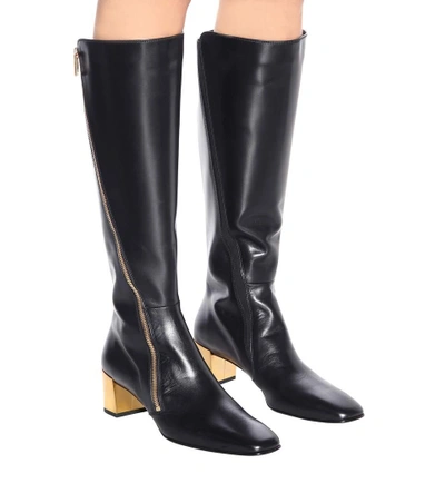 Shop Roger Vivier Polly Zip Leather Boots In Black