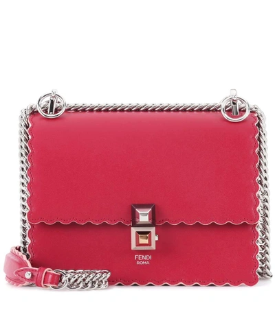 Shop Fendi Kan I Small Leather Shoulder Bag In Fragola+palladio