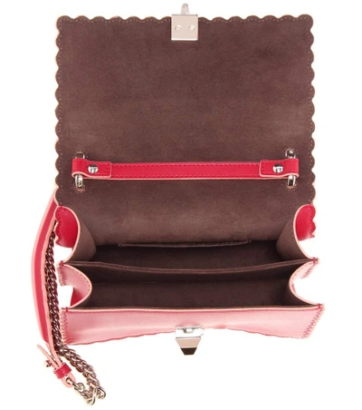 Shop Fendi Kan I Small Leather Shoulder Bag In Fragola+palladio