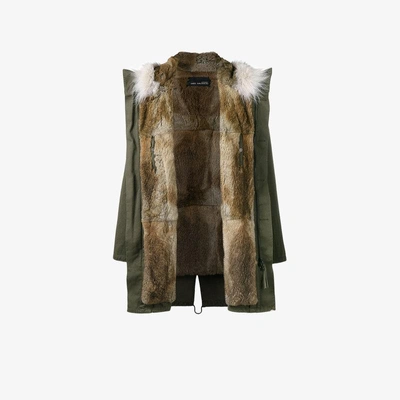 Shop Yves Salomon Green Fur Lined Parka
