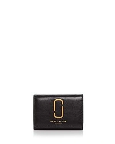 Shop Marc Jacobs Double J Multi Leather Wallet In Black/gold