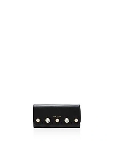 Shop Ted Baker Faux-pearl Scallop Matinee Wallet In Black/gold