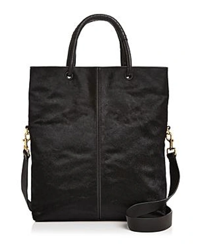 Shop Halston Heritage Ali Foldover Large Calf Hair Tote In Black/gold