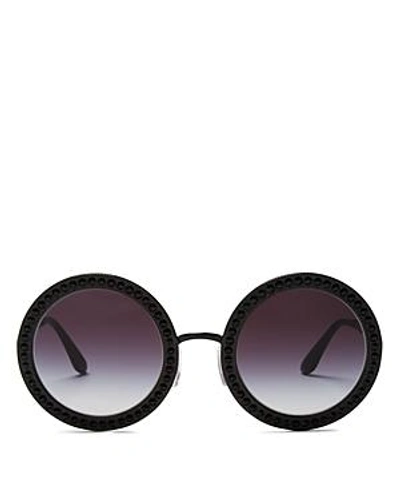 Shop Dolce & Gabbana Round Sunglasses, 51mm In Black/gray Gradient