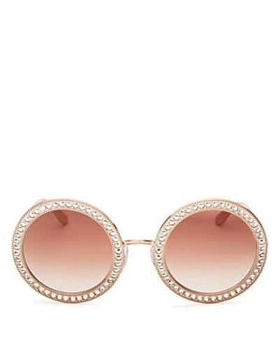 Shop Dolce & Gabbana Round Sunglasses, 51mm In Pink Gold/pink Gradient