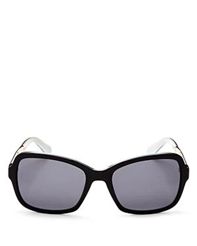Shop Kate Spade New York Women's Annjanette Polarized Square Sunglasses, 54mm In Black/white/gray Solid Polarized