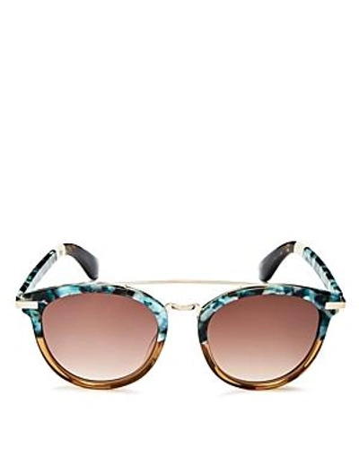 Shop Toms Harlan Round Sunglasses, 50mm In Mint Tortoise Fade/brown Gradient