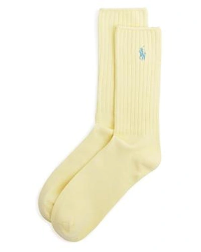 Shop Polo Ralph Lauren Ribbed Crew Socks In Soft Yellow