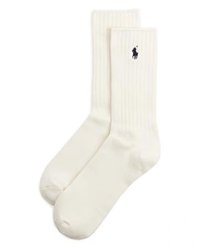 Shop Polo Ralph Lauren Ribbed Crew Socks In Natural