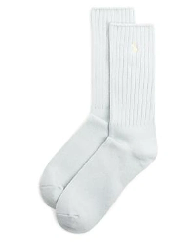 Shop Polo Ralph Lauren Ribbed Crew Socks In Soft Blue