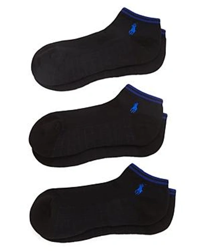 Shop Polo Ralph Lauren Sport Ankle Socks, Pack Of 3 In Black