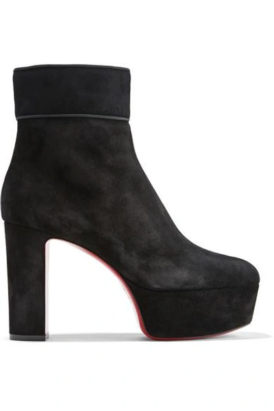 Shop Christian Louboutin Protorlato 110 Suede Platform Ankle Boots In Black