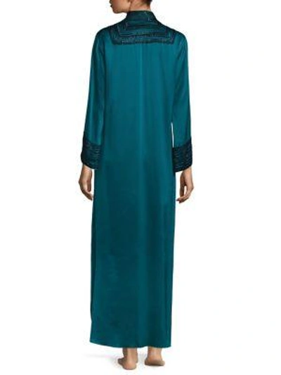 Shop Josie Natori Couture Divinity Mandarin Silk Sleepshirt In Blue Lagoon