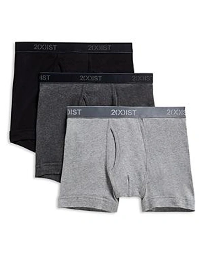 Shop 2(x)ist Cotton Boxer Briefs - Pack Of 3 In Black/grey