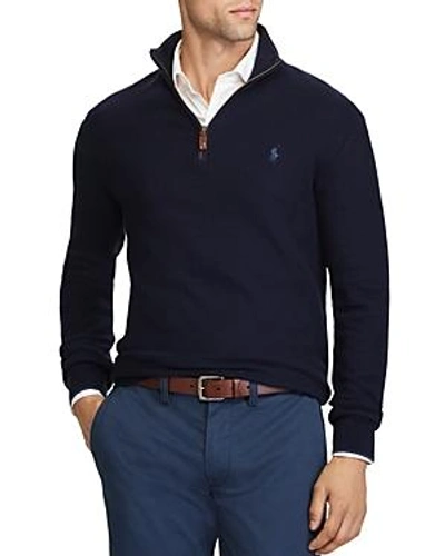 Shop Polo Ralph Lauren Cotton Half-zip Sweater In Blue