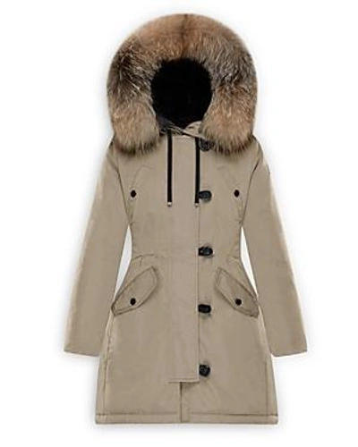 Shop Moncler Aredhel Fox Fur Trim Down Parka In Dark Beige