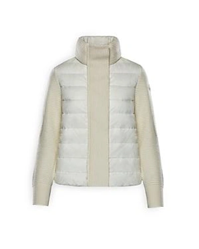 Shop Moncler Mixed Media Sweater In Natural
