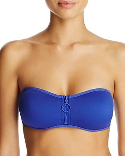 Shop Stella Mccartney Neoprene & Mesh Bandeau Bikini Top In Cobalt