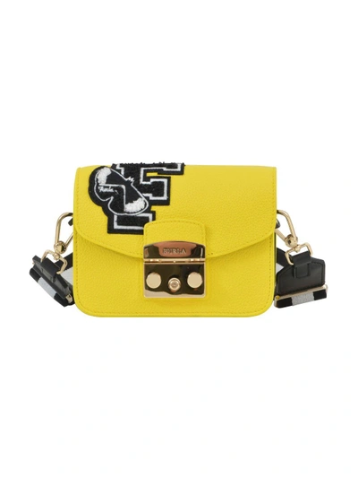 Shop Furla Shoulder Bag With Patches In Yellow