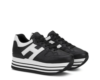 Shop Hogan H283 Maxi Sole Sneakers In Black+white