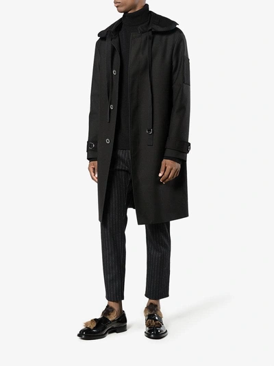 Shop Lanvin Single Breasted Hooded Coat In Black