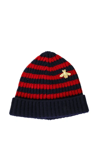 Shop Gucci Striped Wool Hat In Red-blue