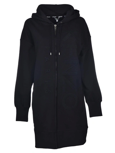 Shop Kenzo Embroidered Long-length Hoodie In Nero