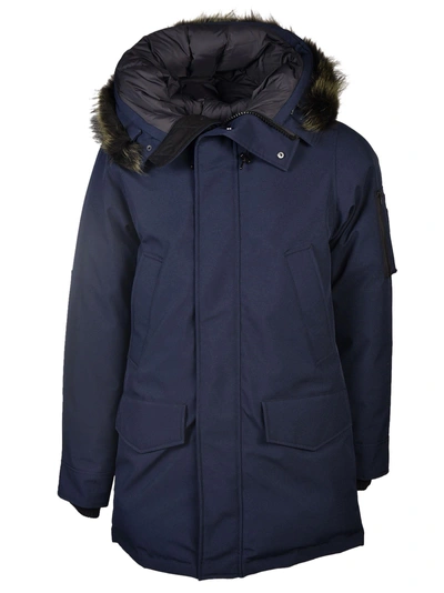 Shop Kenzo Fur Trim Parka In Blu