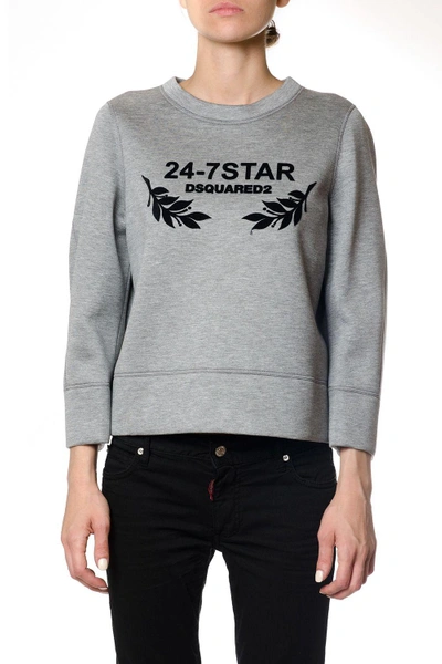 Shop Dsquared2 24-7 Star Neoprene Sweatshirt In Grey