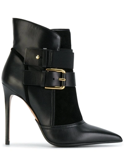 Shop Balmain Buckled Ankle Boots In Black