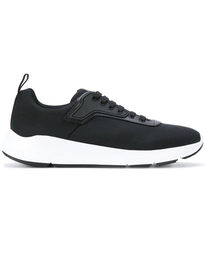 Shop Prada Technical Fabric Sneakers - Black
