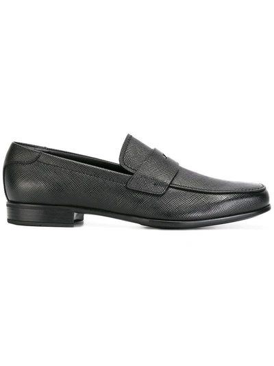 Shop Prada Classic Saffiano Loafers - Black
