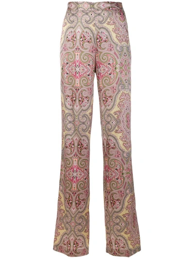 Etro Satin Silk Blend Printed Trousers | ModeSens
