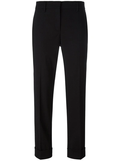 Shop Prada Cropped Trousers - Black