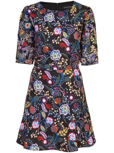 Shop Saloni Flared Floral Print Dress