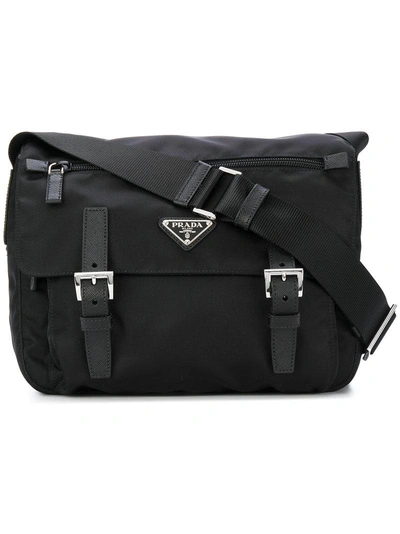 Shop Prada Vela Messenger Bag - Black