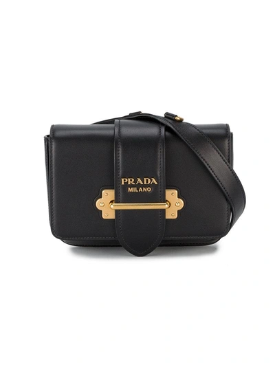 Shop Prada Black Cahier Leather Belt Bag