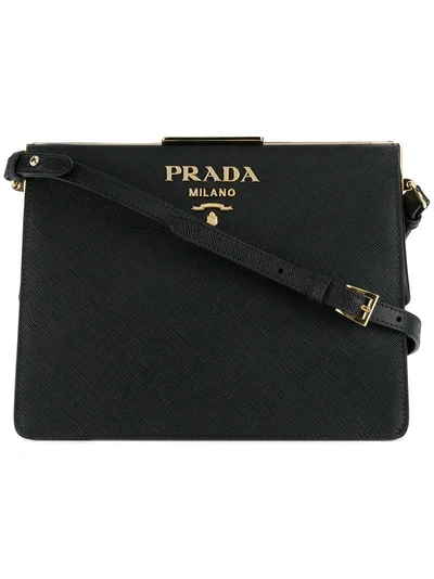 Shop Prada Light Frame Shoulder Bag In Black