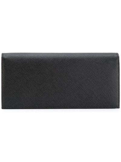 Shop Prada Classic Foldover Wallet - Black