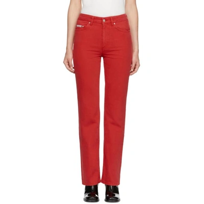 Shop Alexa Chung Alexachung Red Bootcut Jeans In 600w1 Washed Red